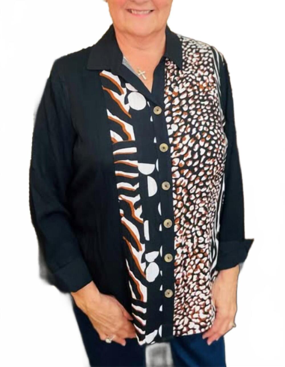NEW MULTIPLES long sleeves button-down shirt in safari